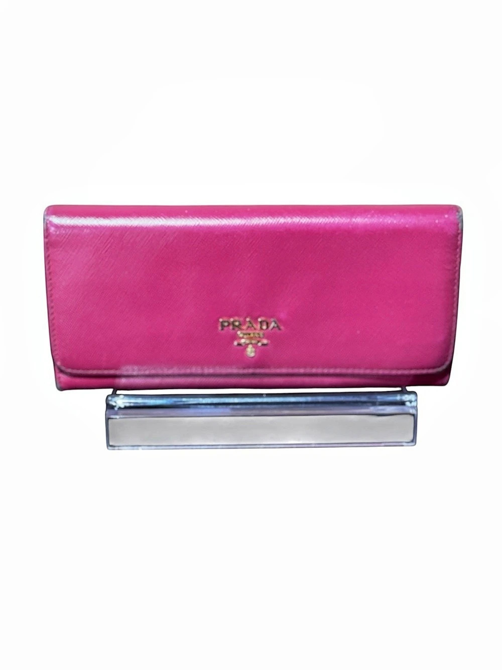 Prada Saffiano Leather Continental Flap Wallet Pink